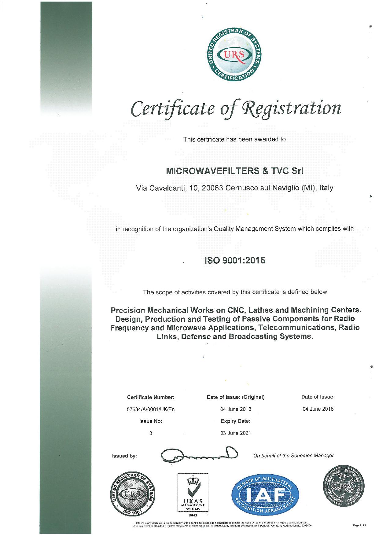 English Certificate ISO 9001